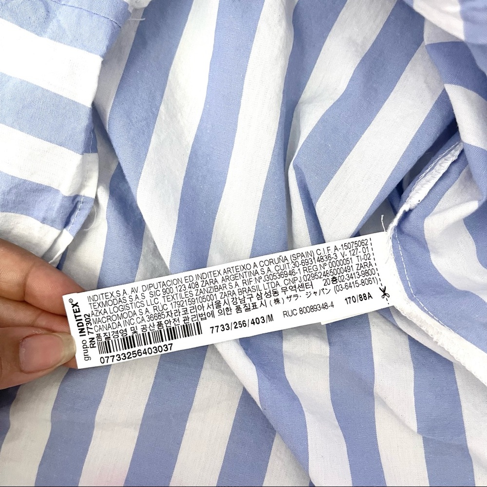 Zara Women's blue & White Striped Wraps Shirt in Size Medium - Picture 10 of 15